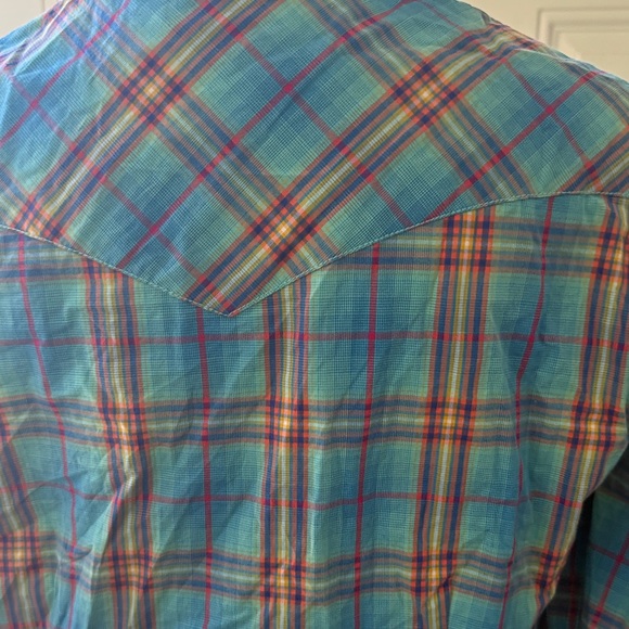 Panhandle Rough Stock Western Sz M Colorful Plaid Button-Up Shirt - Picture 6 of 9